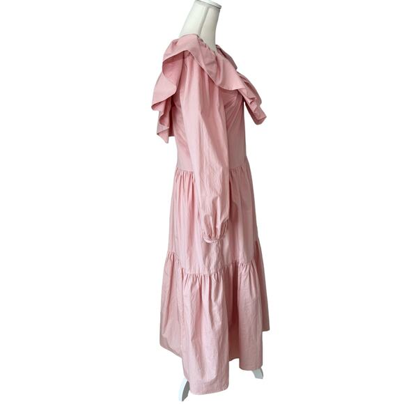 ENGLISH FACTORY Pink Tiered Dress Size Medium Midi - Picture 3 of 16